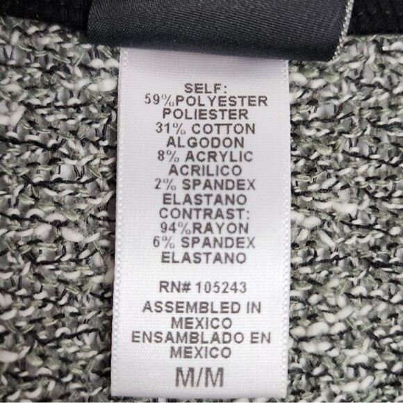 Bobeau Knit Hooded Sweater Sage Green Black Trim Semi-sheer Size M - Picture 9 of 16